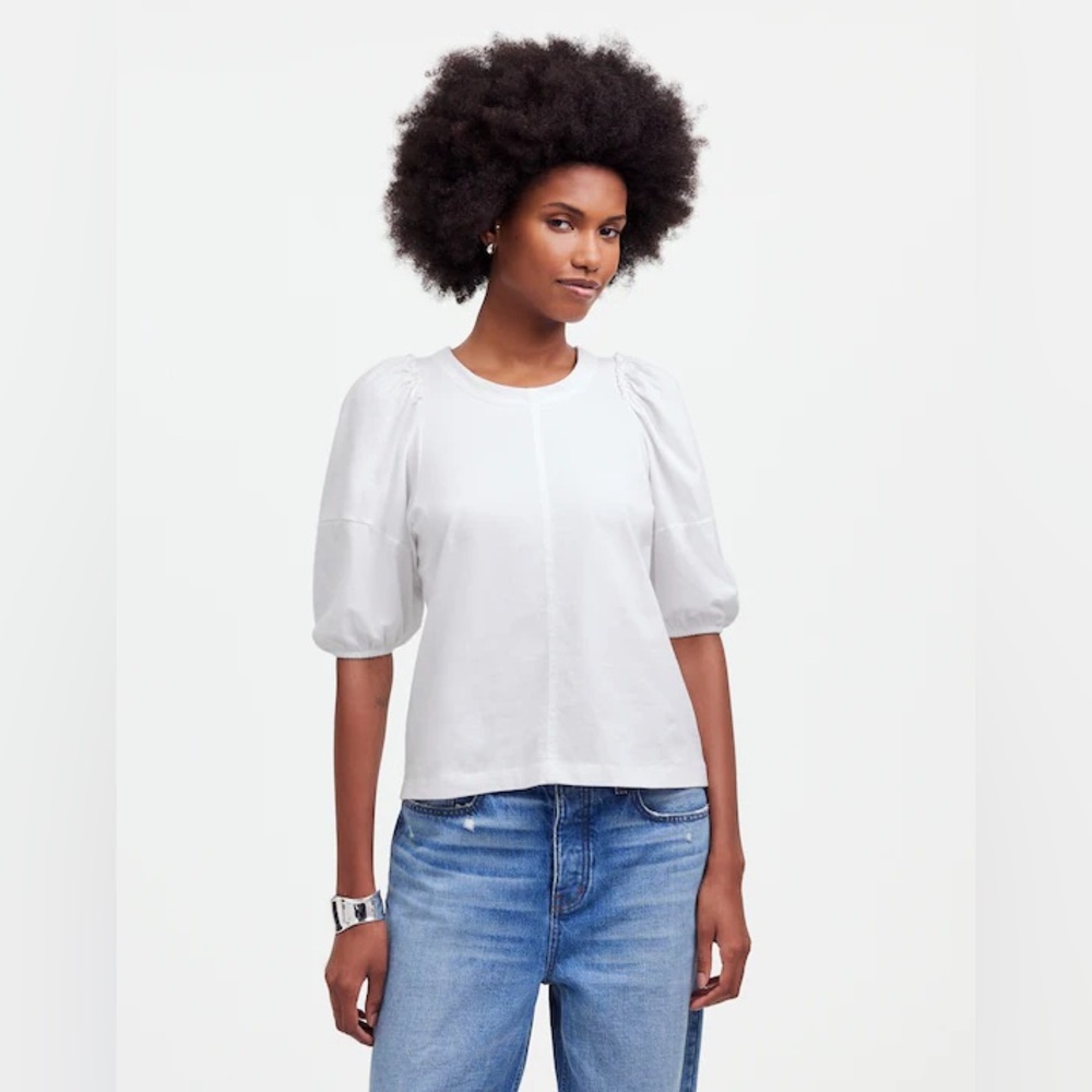 NWT Madewell Puff Sleeve Tee Women's White Puff Sleeve Top, size Small